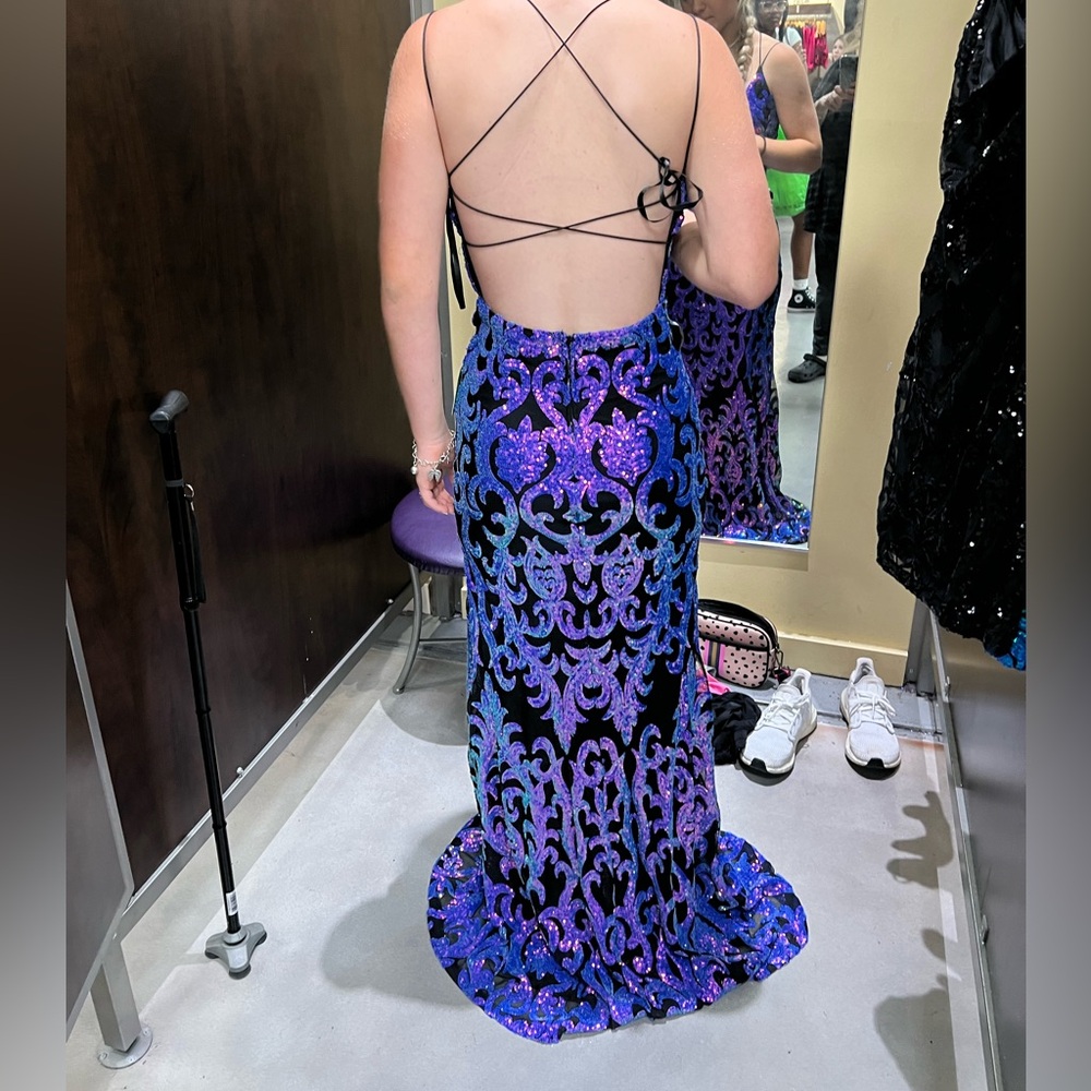 Formal open back sequin dress